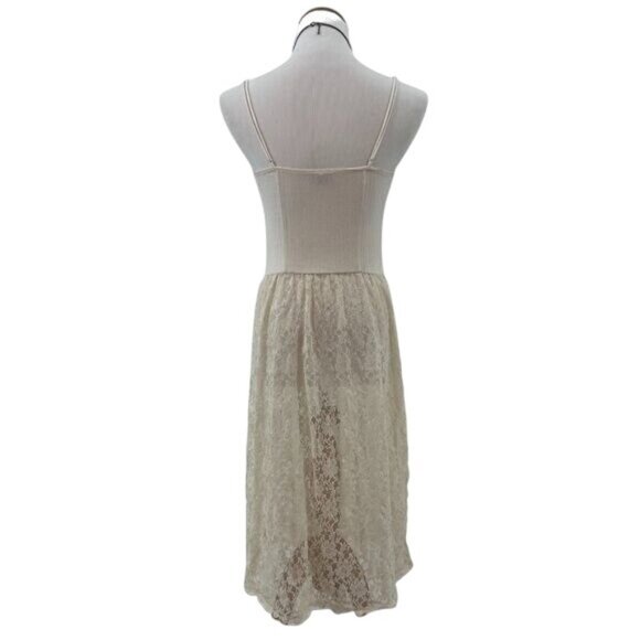 RARE Intimately Free People Boho Cottagecore Cream Lace Henley Maxi Slip Dress - Picture 11 of 16